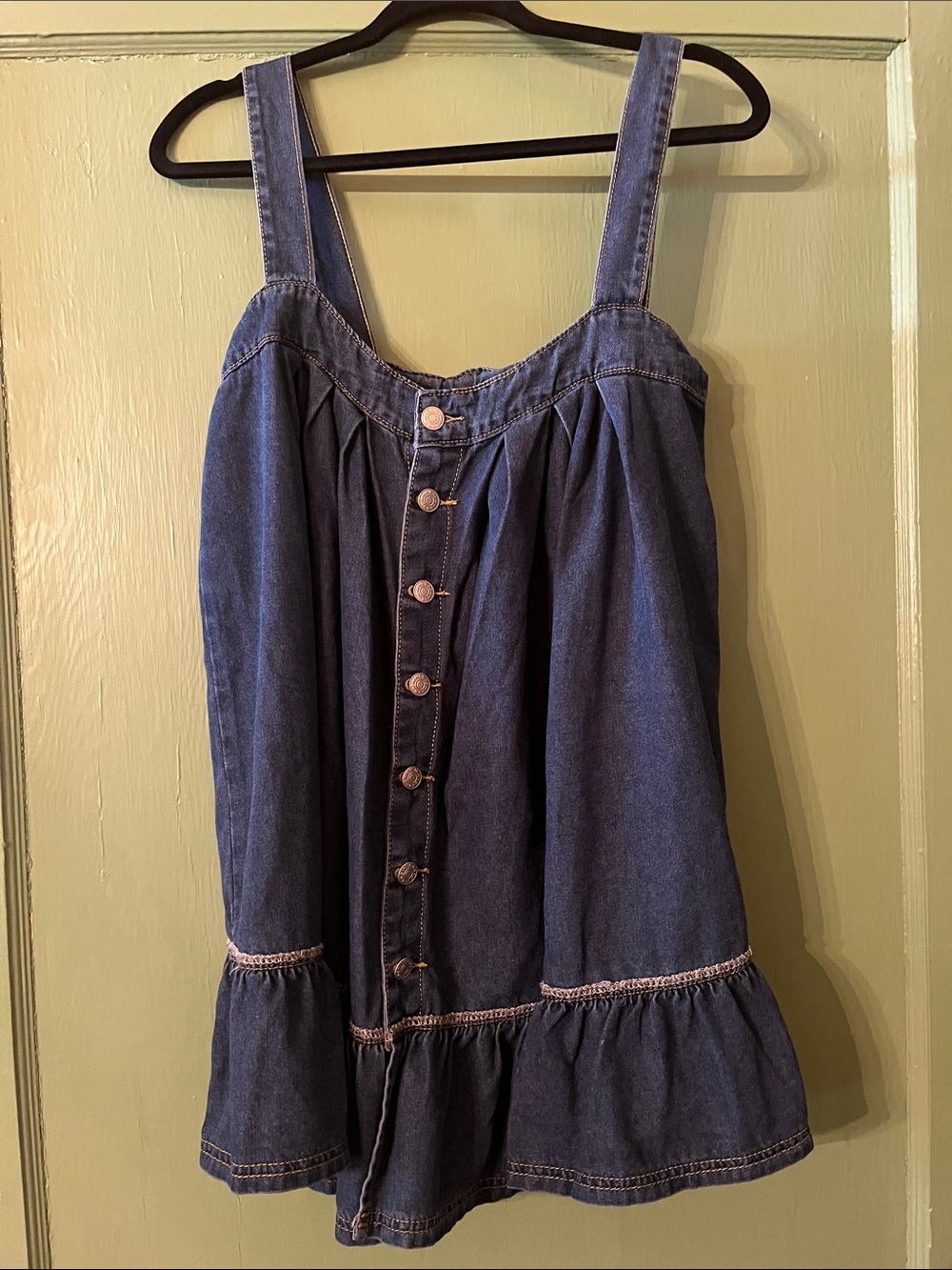 SHEIN Dark Blue Denim Button-Front Sundress